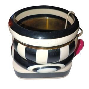 Iris Apfel & Bajalia 4 pc. Bone & Brass Bangle Bracelet Stack Set